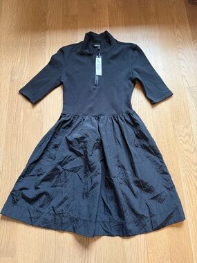 Steve Madden Black Zip-Neck Fit & Flare up Dress